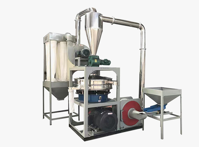 Industrial plastic disc mill grinding machine for PE PP PVC with feeder and air conveying