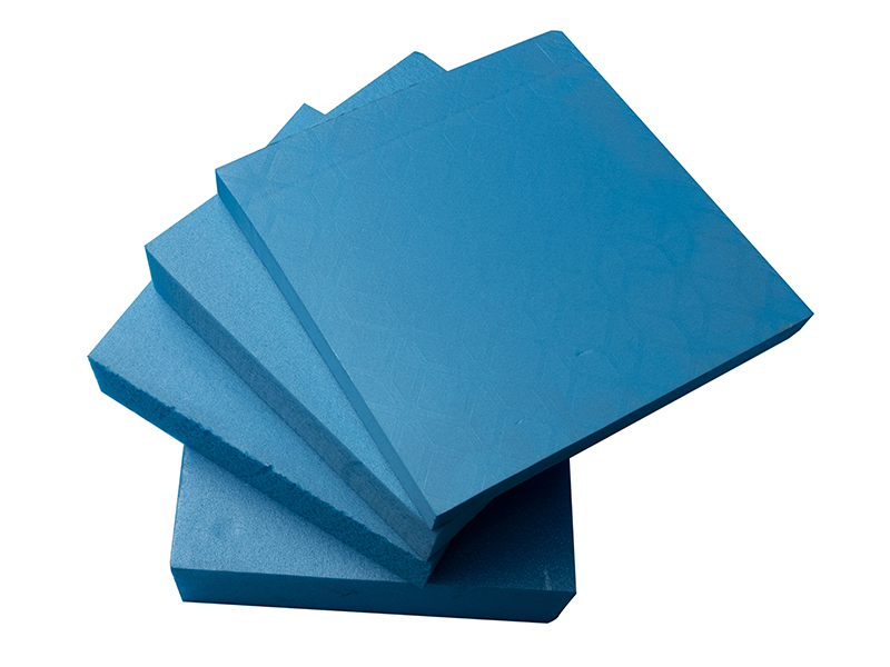 Blue XPS foam board samples produced on Mingxinzhi XPS extrusion line for building insulation