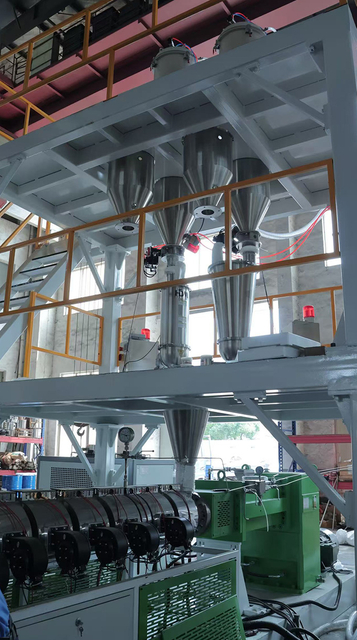 PS foam moulding extrusion machine close-up showing die head and multi-cavity profile shaping